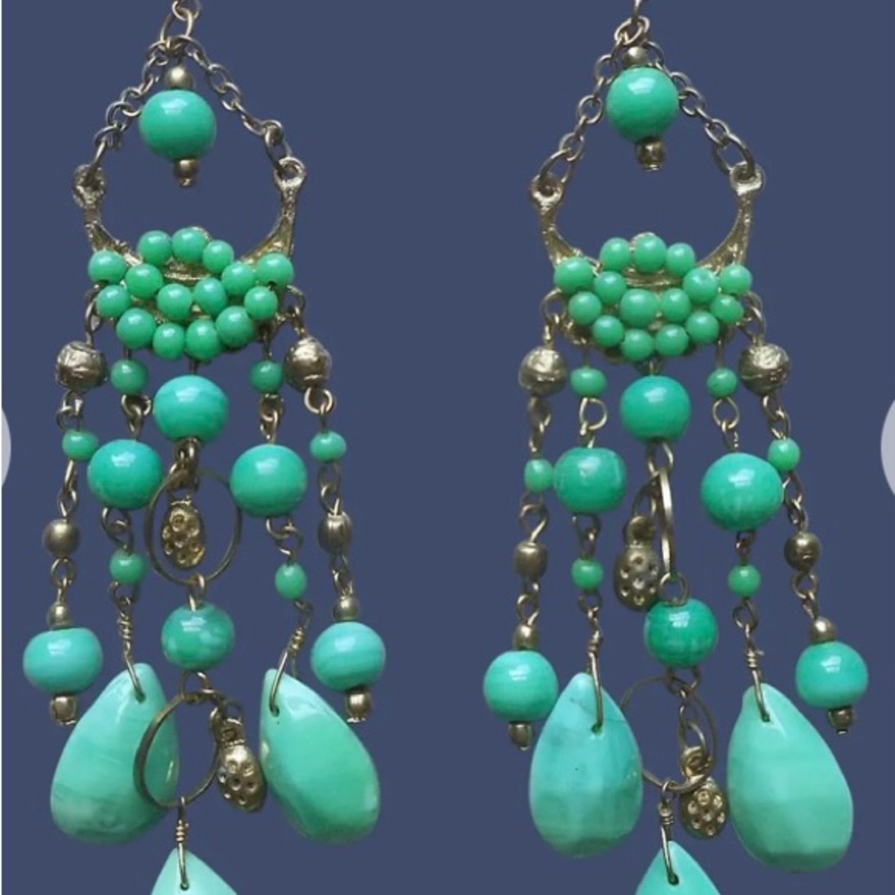 Chalcedony, copper, bronze wire earrings